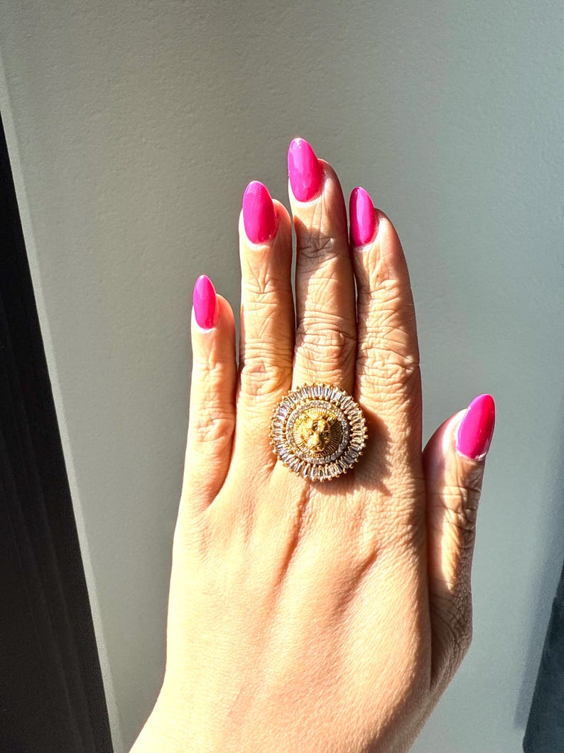 Bengali Tiger ADJUSTABLE Ring W Cubic Zirconia